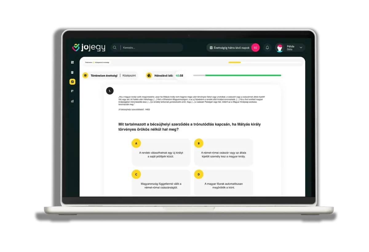 Történelem érettségi felkészítő érettségi szimuláció Jójegy